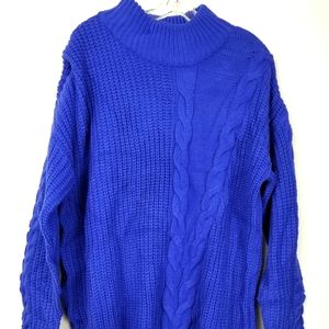NEW Poof Blue Mock Neck Cable Knit Juniors Sz 3X